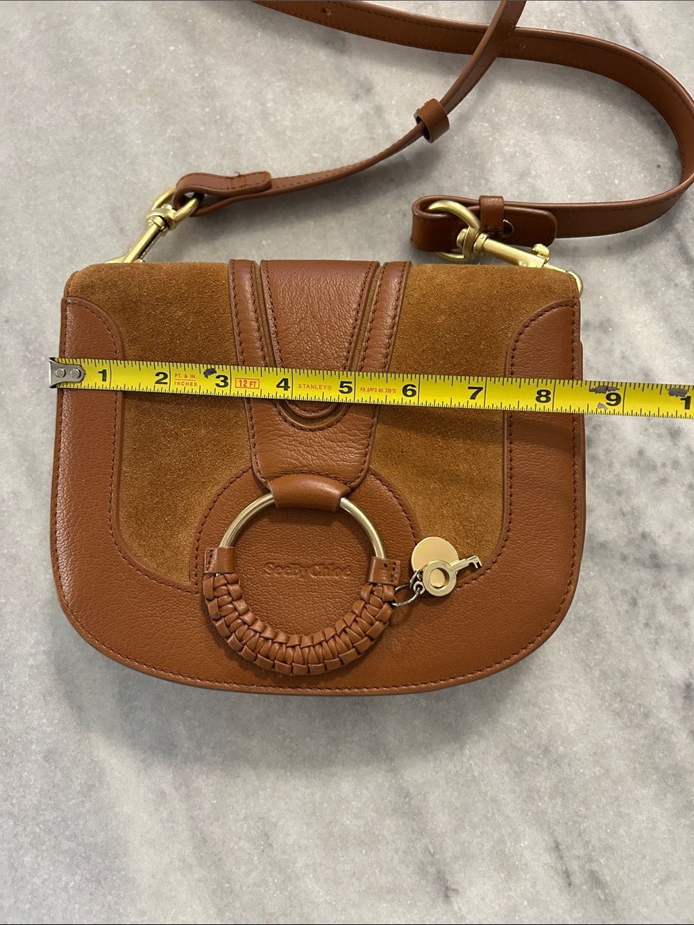 See by Chloé Hana Small Crossbody Bag  Caramello Brown Tan Suede Leather - Picture 12 of 13